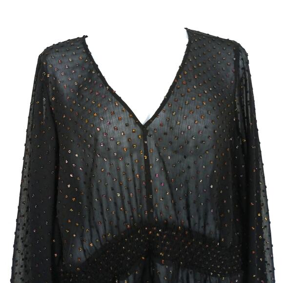 torrid Chiffon Rainbow Clip Dot Smocked Waist Extreme High Low Top Size 4X - Picture 3 of 6